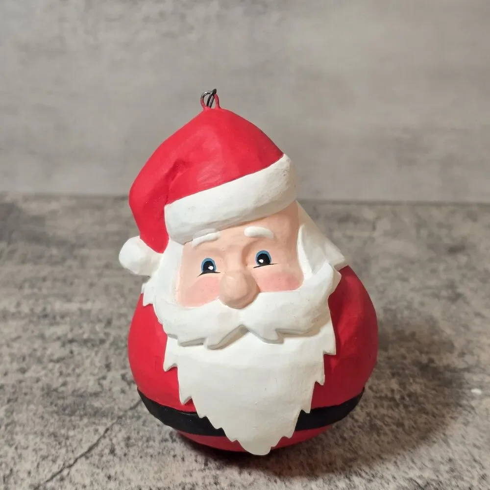 Vintage Charming Rustic Hand Painted Large Gourd Santa Artist Signed Jolly Folk